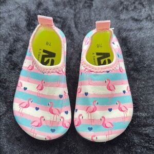 Kids Flamingo Print Swim Shoes - Pink and Blue